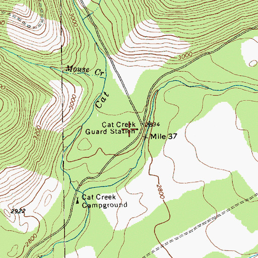 Topographic Map of Cat Creek Guard Station, WA