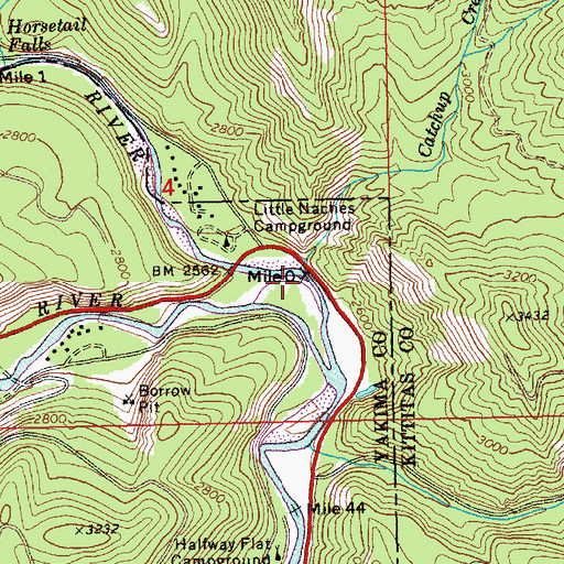 Topographic Map of Catchup Creek, WA
