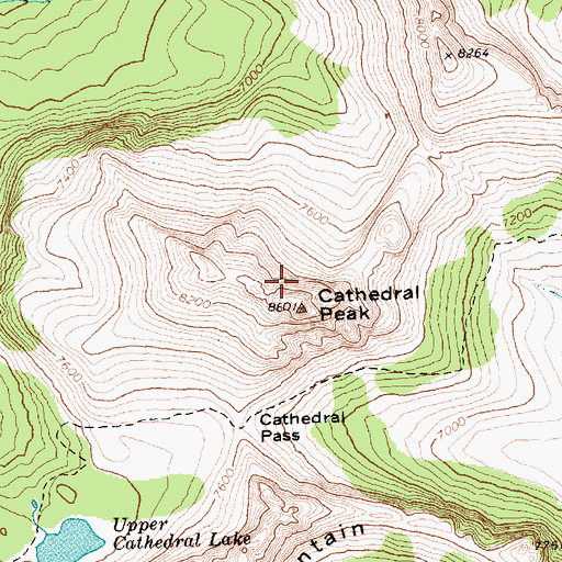 Topographic Map of Cathedral Peak, WA