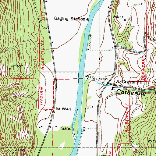 Topographic Map of Catherine Creek, WA