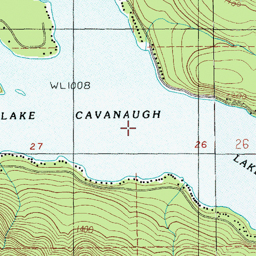 Topographic Map of Lake Cavanaugh, WA