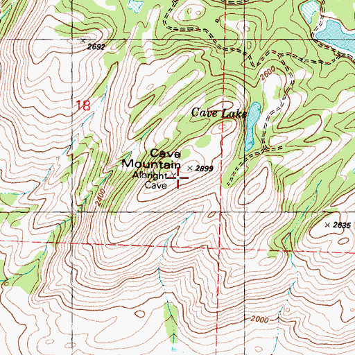 Topographic Map of Cave Mountain, WA