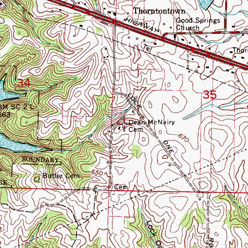 Topographic Map of Dean-McNairy Cemetery, AL