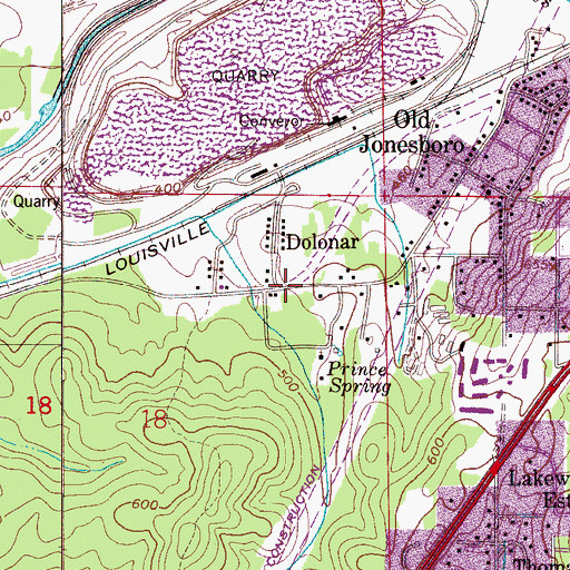 Topographic Map of Dolonar, AL