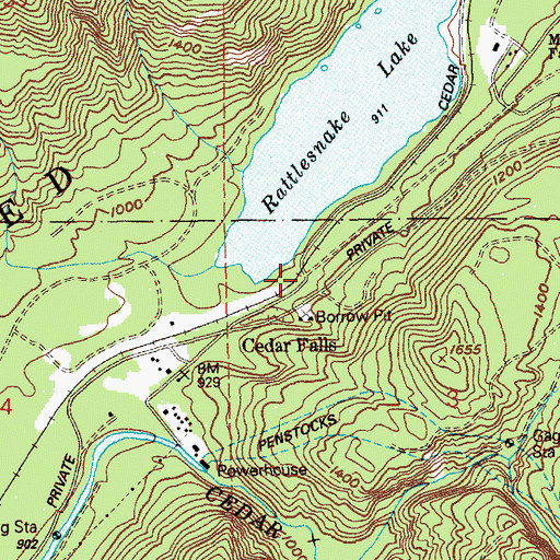 Topographic Map of Cedar Falls, WA