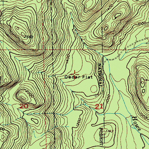 Topographic Map of Cedar Flat, WA