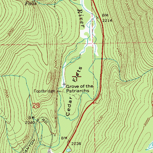 Topographic Map of Cedar Flats, WA