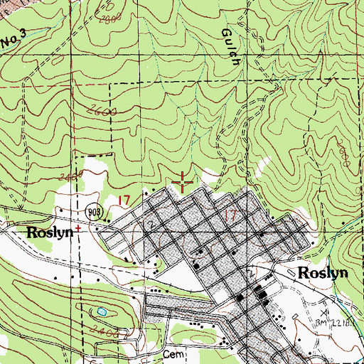 Topographic Map of Cedar Gulch, WA