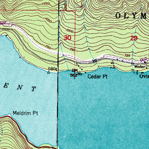 Topographic Map of Cedar Point, WA