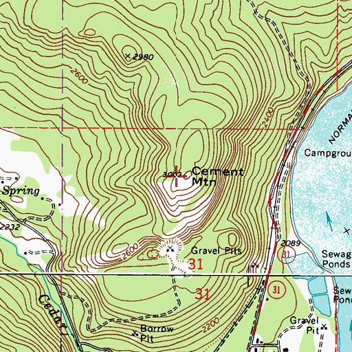 Topographic Map of Cement Mountain, WA