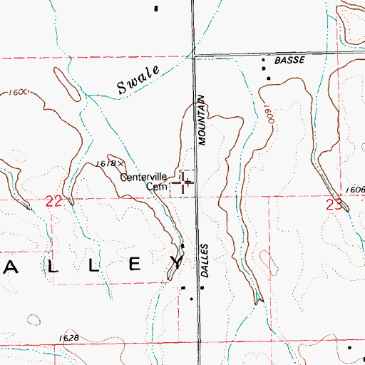 Topographic Map of Centerville Cemetery, WA