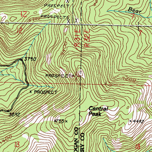 Topographic Map of Central Peak, WA