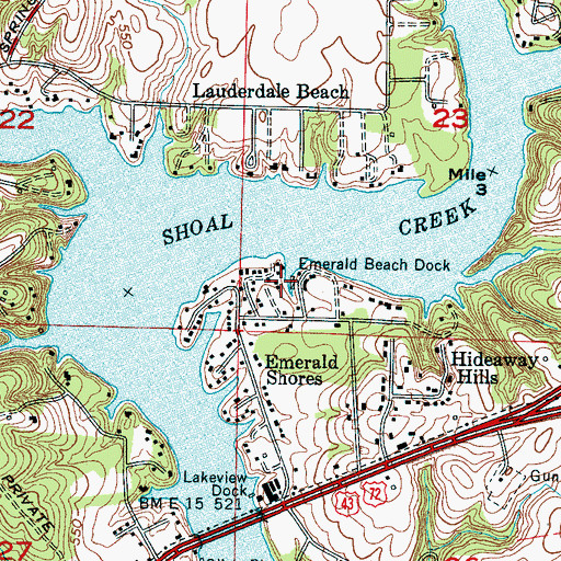 Topographic Map of Emerald Beach Dock, AL