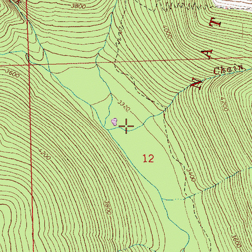 Topographic Map of Chain Creek, WA