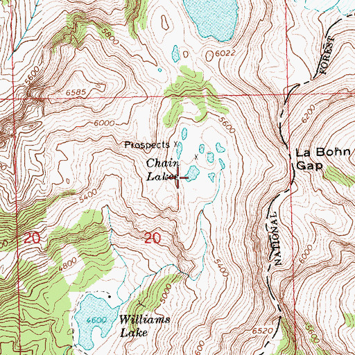 Topographic Map of Chain Lakes, WA