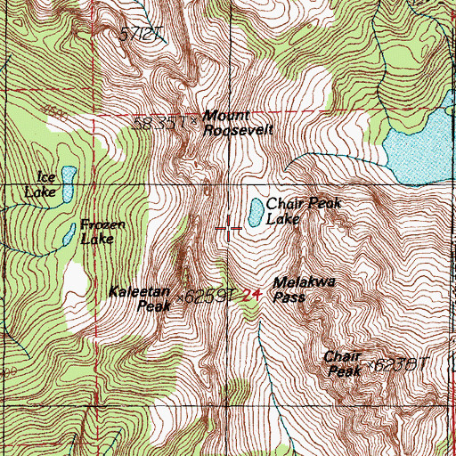 Topographic Map of Chair Peak Lake, WA
