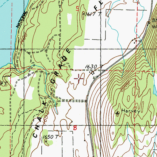 Topographic Map of Chalk Grade Flat, WA