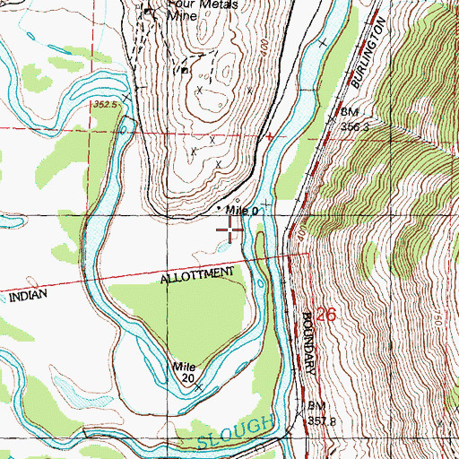 Topographic Map of Champneys Slough Stream, WA