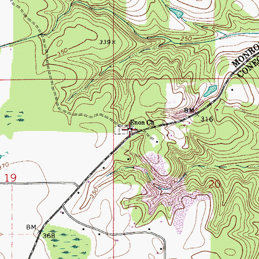 Topographic Map of Enon Baptist Church, AL