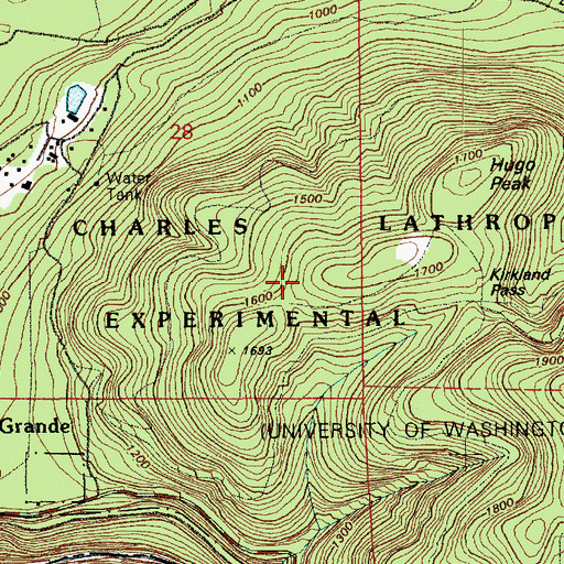 Topographic Map of Charles Lathrop Pack Experimental and Demonstration Forest, WA