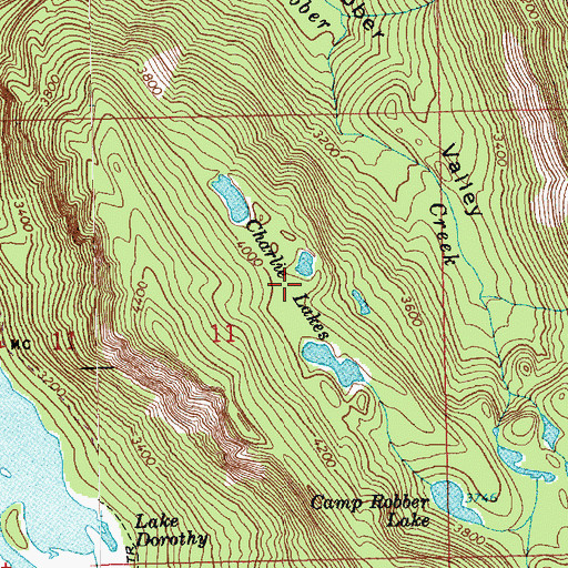 Topographic Map of Charlie Lakes, WA
