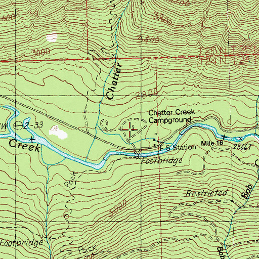 Topographic Map of Chatter Creek Campground, WA