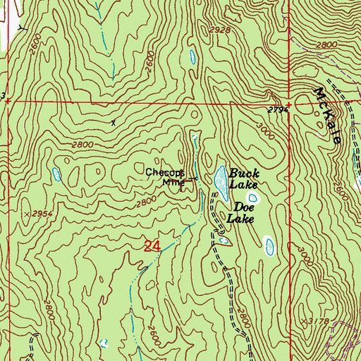 Topographic Map of Checops Mine, WA