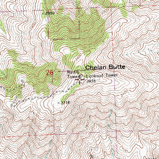 Topographic Map of Chelan Butte, WA