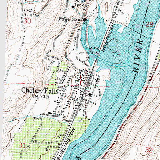 Topographic Map of Chelan Falls, WA