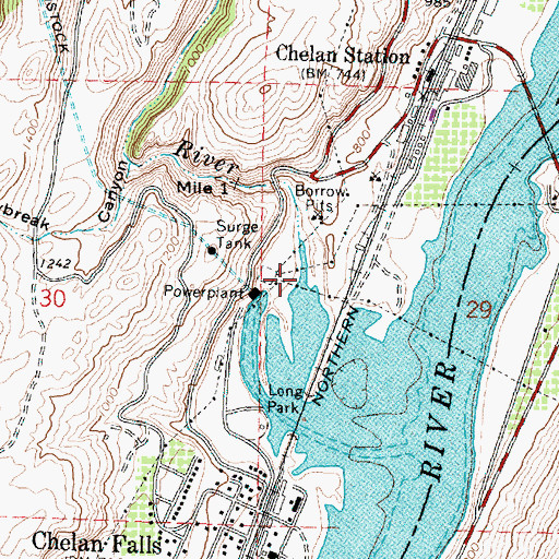 Topographic Map of Chelan River, WA
