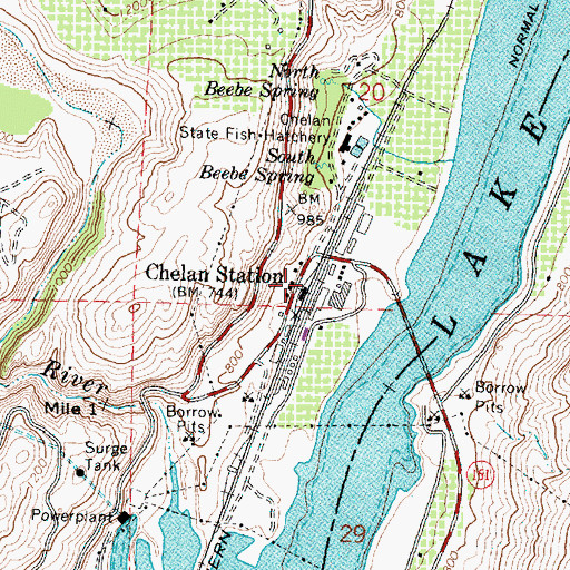 Topographic Map of Chelan Station, WA