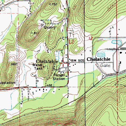 Topographic Map of Chelatchie, WA