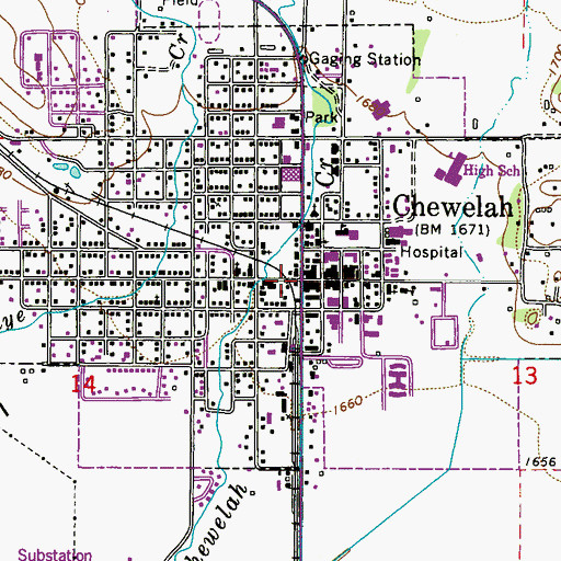 Topographic Map of Chewelah, WA