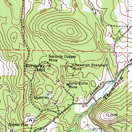 Topographic Map of Chewelah Standard Mine, WA