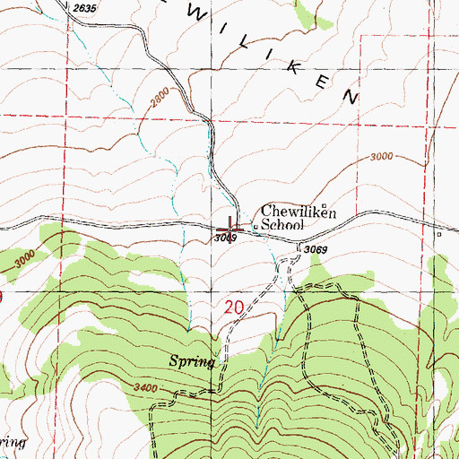Topographic Map of Chewiliken School, WA