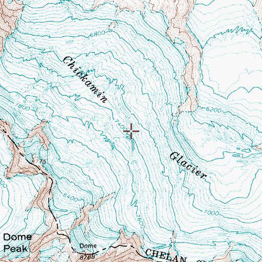 Topographic Map of Chickamin Glacier, WA