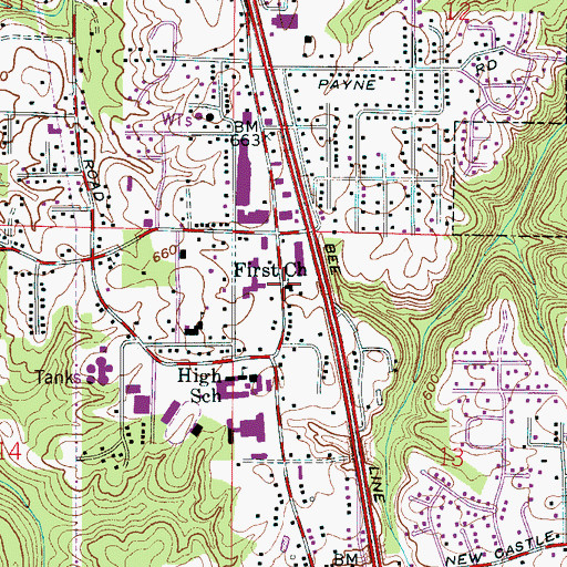Topographic Map of Gardendale First Baptist Church, AL
