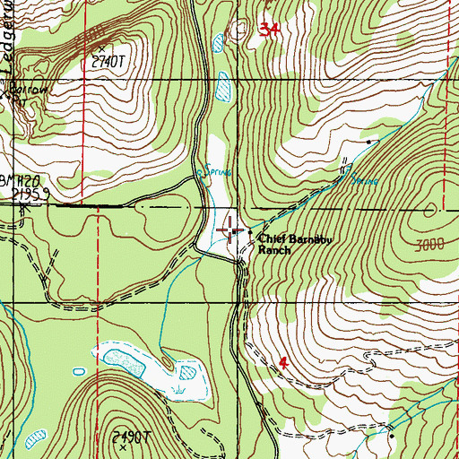 Topographic Map of Chief Barnaby Ranch, WA