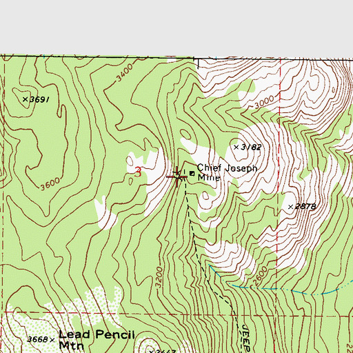 Topographic Map of Chief Joseph Mine, WA