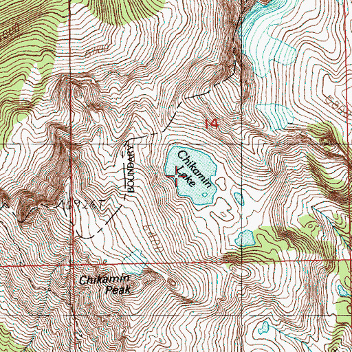 Topographic Map of Chikamin Lake, WA