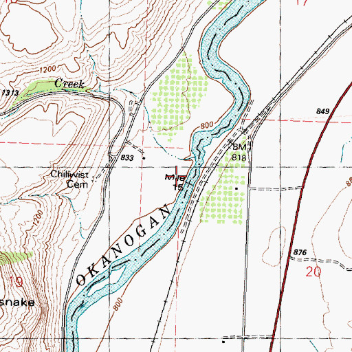 Topographic Map of Chiliwist Creek, WA