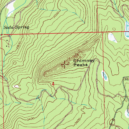 Topographic Map of Chimney Peaks, WA