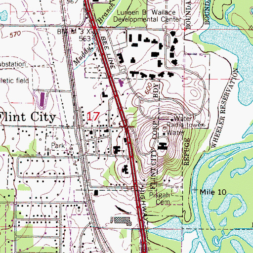 Topographic Map of Flint City, AL