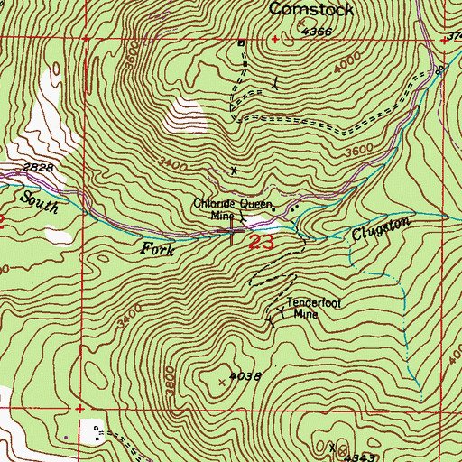 Topographic Map of Chloride Queen Mine, WA