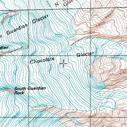 Topographic Map of Chocolate Glacier, WA
