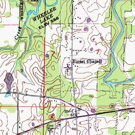 Topographic Map of Forest Chapel, AL