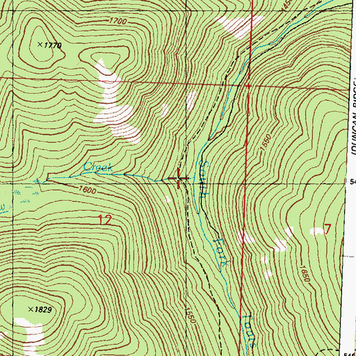 Topographic Map of Chow Creek, WA