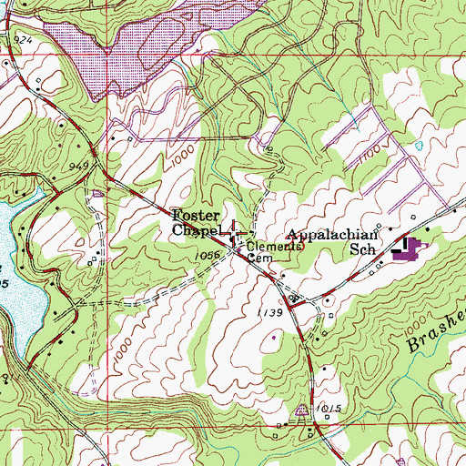 Topographic Map of Fosters Chapel Church of God, AL