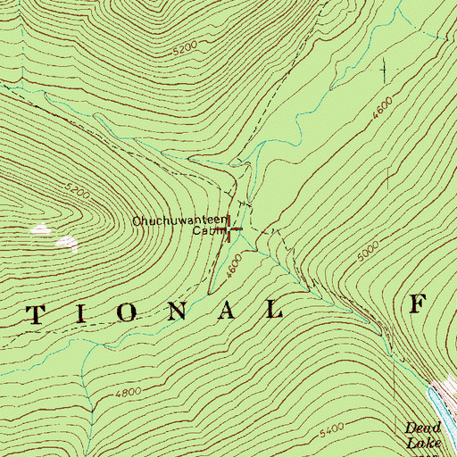 Topographic Map of Chuchuwanteen Cabin, WA