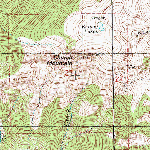 Topographic Map of Church Mountain, WA